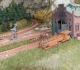 Rusted loco body on the front of engine shed